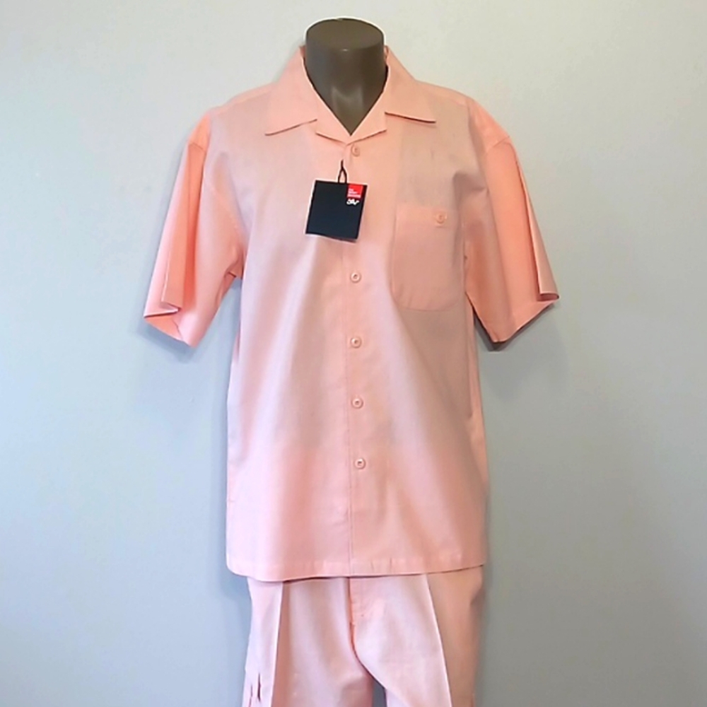 Vintage & Revolutionary 2pc Peach Men's Short sleeves short set by FAR
